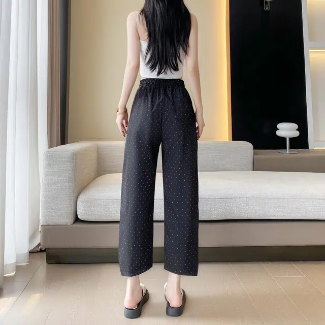 纤丝鸟 韩版时尚简约舒适百搭高腰垂感阔腿设计轻松随性休闲裤 女款
