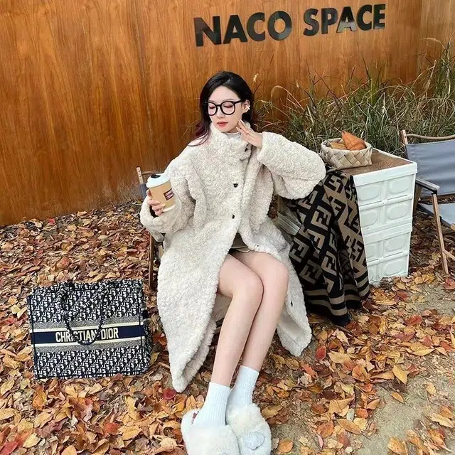 纤丝鸟 立领设计感软糯中长款宽松时尚百搭截短外套 女款