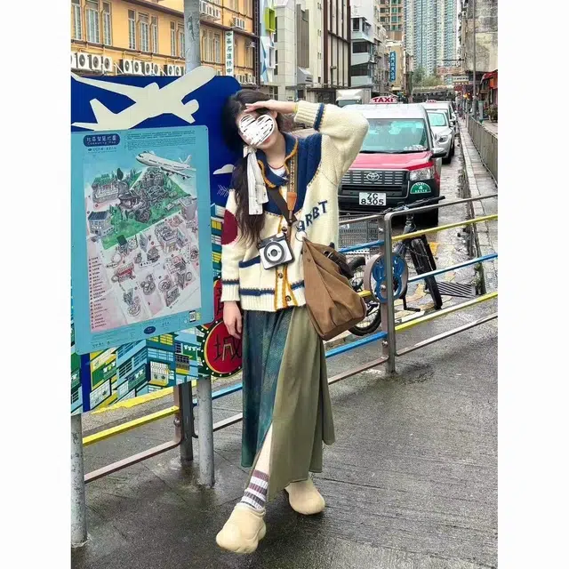 纤丝鸟 复古设计美式小众宽松感时尚舒适针织衫 女款