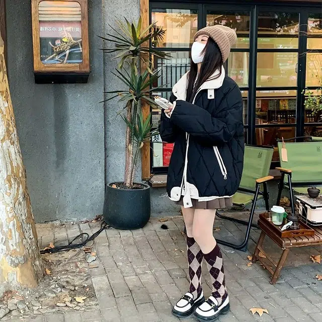 纤丝鸟 舒适百搭简约设计菱格短款衣服女年潮外套夹棉服 女款