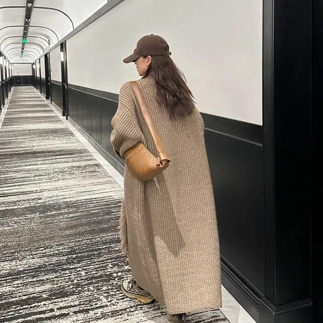 纤丝鸟 美拉德流苏外套开衫长款韩版宽松慵懒风衫潮针织衫 女款