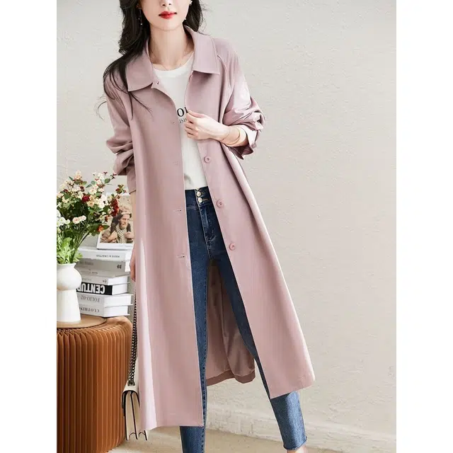 纤丝鸟 简约时尚中长款宽松系带设计修身显瘦截短外套 女款