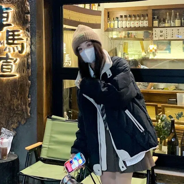 纤丝鸟 舒适百搭简约设计菱格短款衣服女年潮外套夹棉服 女款