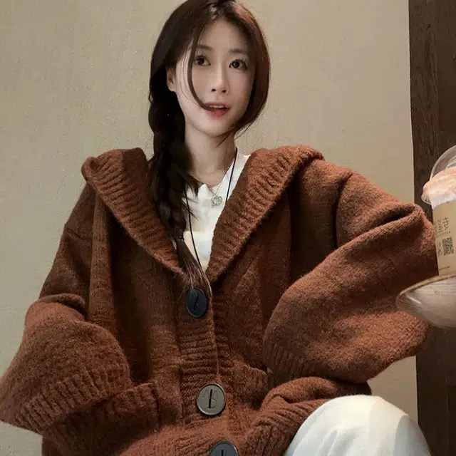 纤丝鸟 简约时尚百搭长袖宽松中长款设计感舒适针织衫 女款