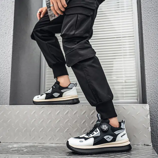 复古港风旋钮设计厚底增高时尚百搭户外运动日常通勤阿甘鞋 老爹鞋 男款