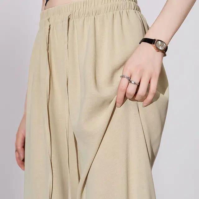 爱依莲 冰丝早秋舒适窄版阔腿休闲裤 女款