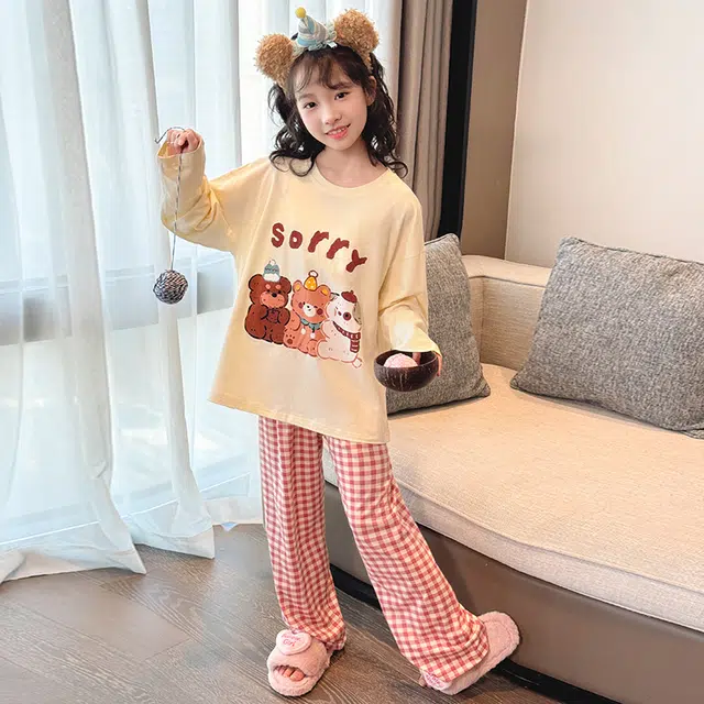 棉基因家居服 时尚舒适大气 杏色儿童款