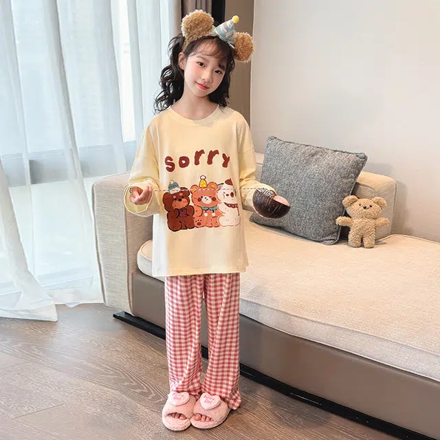 棉基因家居服 时尚舒适大气 杏色儿童款