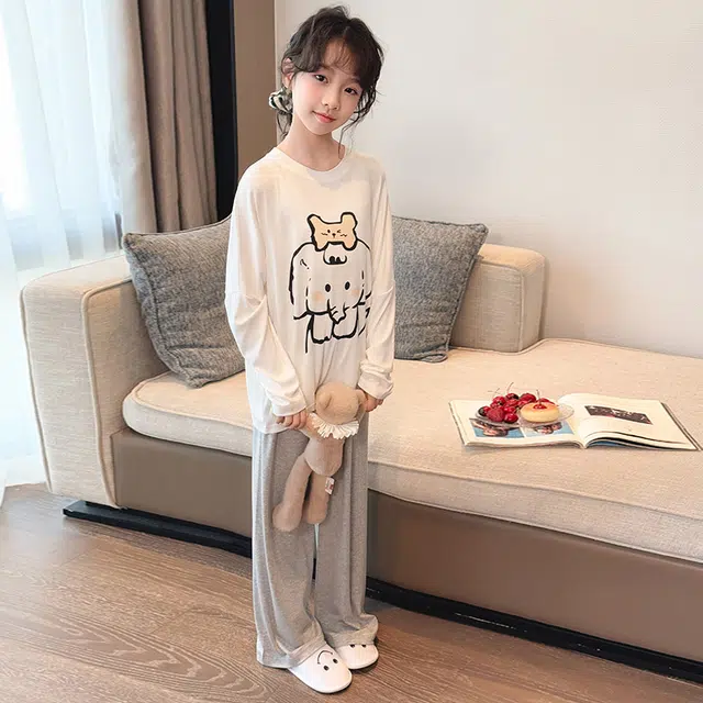 棉基因家居服 休闲简约舒适 白色儿童款
