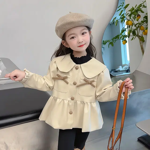 棉基因上装 百搭亲肤翻领开衫长袖 杏色 中小童