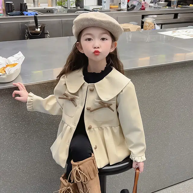 棉基因上装 百搭亲肤翻领开衫长袖 杏色 中小童