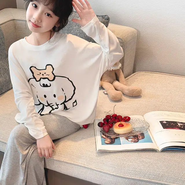 棉基因家居服 休闲简约舒适 白色儿童款