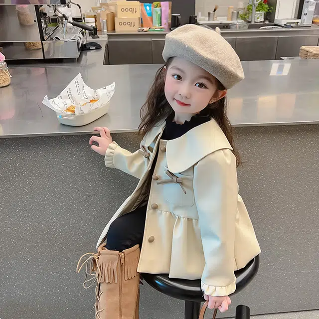 棉基因上装 百搭亲肤翻领开衫长袖 杏色 中小童