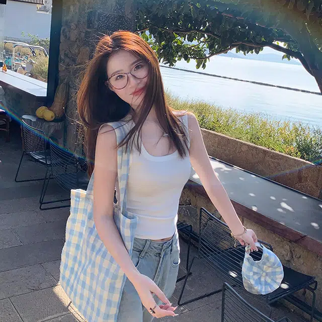 黑恐龙 纯色吊带外穿内搭遮副乳宽肩带工字上衣背心 女款