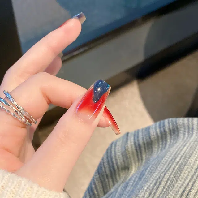 嘉比兔 琥珀蓝可拆卸  穿戴甲 中梯纯色晕染 新中式