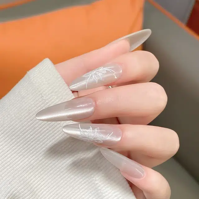 嘉比兔 玉面碟可拆卸式  穿戴甲 杏仁纯色裸色 新中式