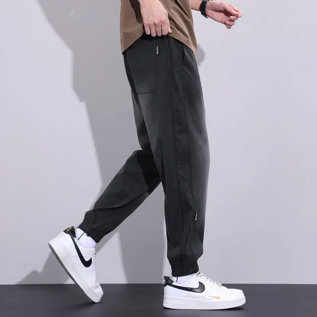 华夏儿女 宽松束脚薄款垂感速干休闲哈伦运动夏季牛仔裤 男女同款