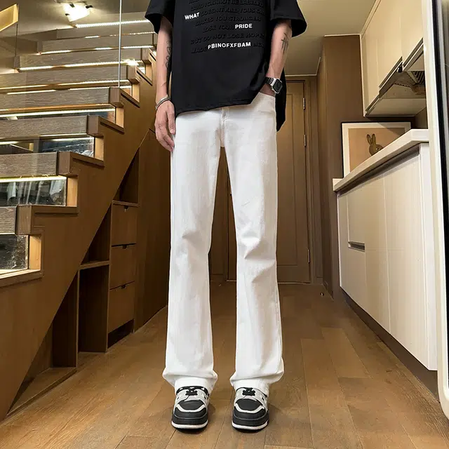 微喇阔腿裤夏季薄款舒适直筒宽松长子美式潮牌高街风日常通勤时尚简约帅气流显瘦基础垂感休闲春百搭纯色痞牛仔裤 男女同款