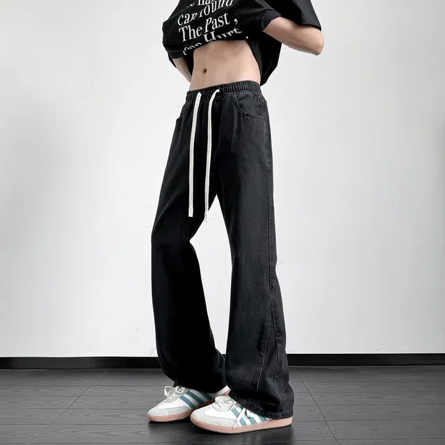 华夏儿女 美式高街潮牌时尚百搭宽松直筒微喇夏季显高氛围感中腰垂感日常通勤牛仔裤 男女同款