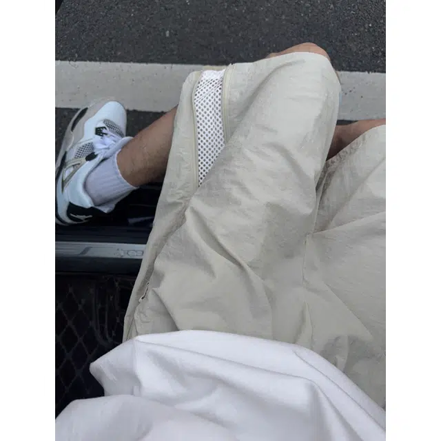 华夏儿女 美式潮牌宽松百搭透气垂感舒适柔软青春活力直拉链简约五分休闲短裤 男女同款
