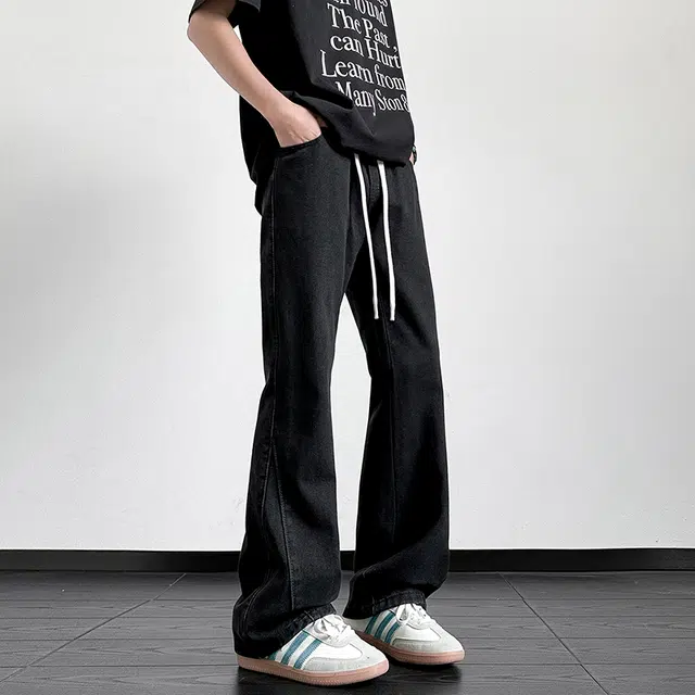 华夏儿女 美式高街潮牌时尚百搭宽松直筒微喇夏季显高氛围感中腰垂感日常通勤牛仔裤 男女同款