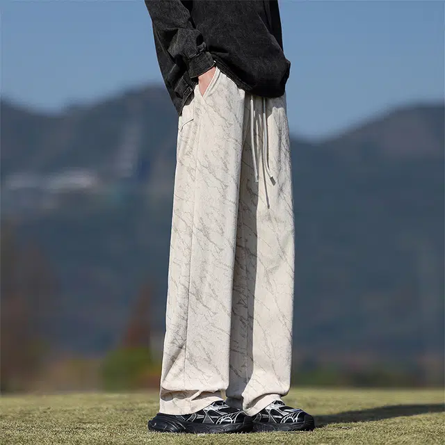 华夏儿女 高街潮牌纯色时尚直筒裤夏季薄款宽松百搭潮流阔腿休闲裤 男款