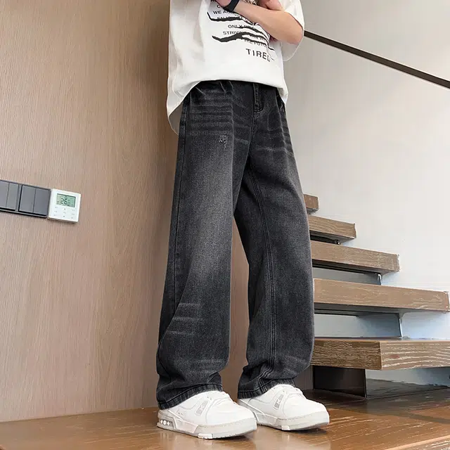 华夏儿女 美式复古高街潮流百搭休闲裤夏季薄款潮牌宽松时尚男女同款直筒牛仔裤 男款