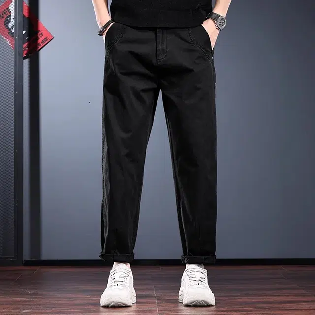 华夏儿女 薄款宽松直筒纯色时尚百搭休闲裤 男款