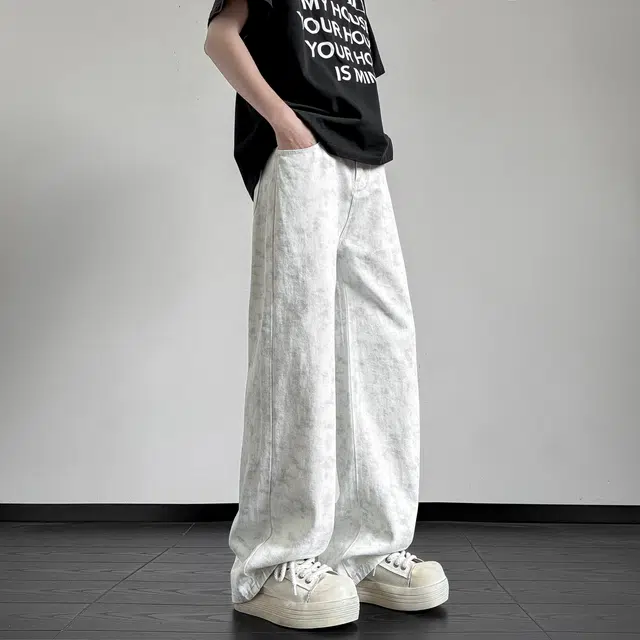 华夏儿女 美式潮牌时尚百搭宽松直筒高街氛围感中腰显高显瘦垂感舒适微喇夏季休闲牛仔裤 男女同款