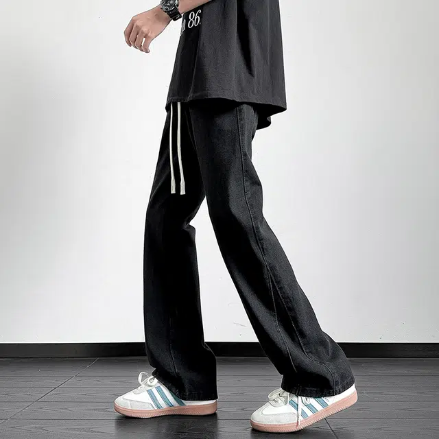 华夏儿女 美式高街潮牌时尚百搭宽松直筒微喇夏季显高氛围感中腰垂感日常通勤牛仔裤 男女同款