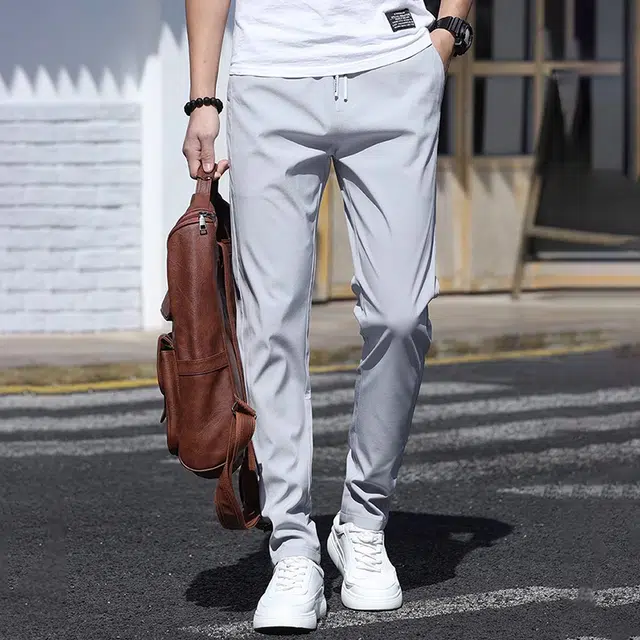 华夏儿女 薄款潮流冰丝裤美式高级感潮牌修身小脚弹力速干运动休闲裤 男女同款