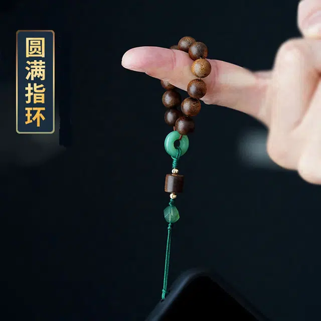 工匠一族 串珠佛珠小挂饰 檀木 手机链带香气吊坠大漆中国风包包饰品 男女同款情侣款