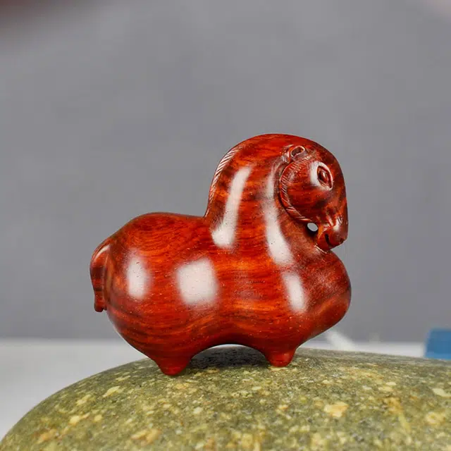 工匠一族 原木手工雕刻 中式唐马手把件实木红木文玩把玩工艺品 小叶紫檀 小摆件 男女同款情侣款