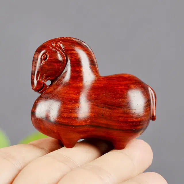 工匠一族 原木手工雕刻 中式唐马手把件实木红木文玩把玩工艺品 小叶紫檀 小摆件 男女同款情侣款