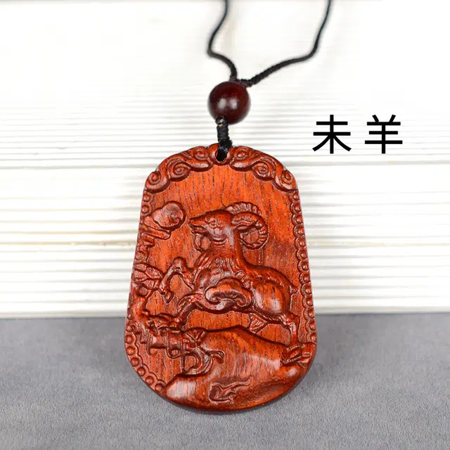 工匠一族 手工雕刻十二生肖木质平安无事牌 吉祥纳福#好运 檀木 项链 男女同款情侣款