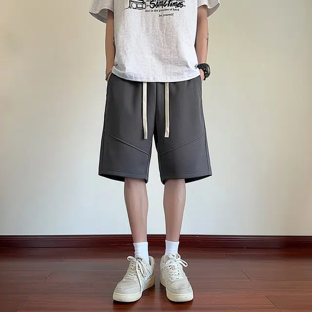 海尔斯 美式高街五分时尚潮牌百搭帅气松紧腰拼接沙滩裤宽松休闲短裤 男款