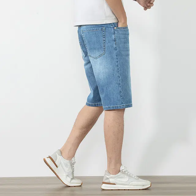 海尔斯 夏季薄款弹力修身直筒牛仔短裤 男款