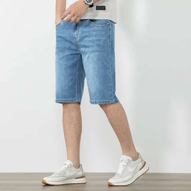 海尔斯 夏季薄款弹力修身直筒牛仔短裤 男款