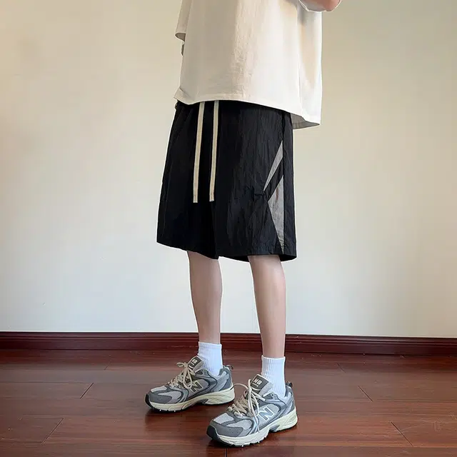 海尔斯 美式高街五分夏季薄款潮牌港风百搭撞色拼接宽松工装短裤 男款