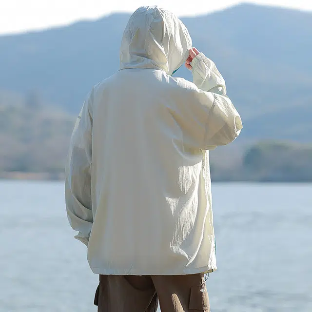 海尔斯 拼色拉链连帽百搭休闲 防紫外线防晒服 男款