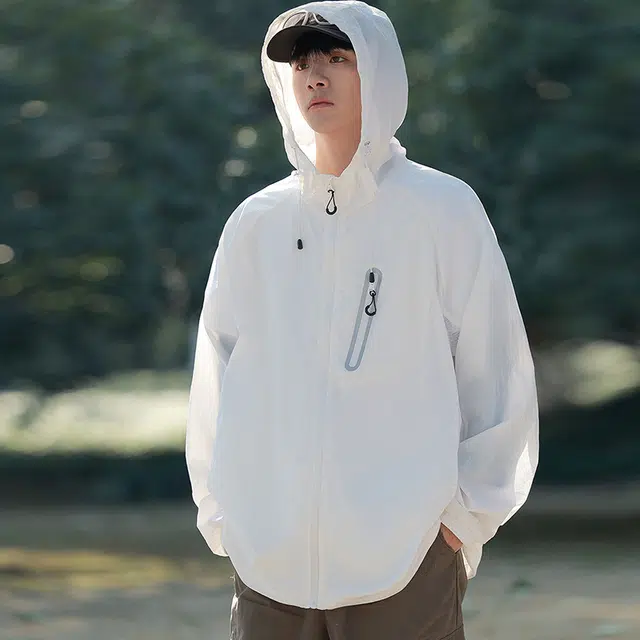海尔斯 拉链连帽百搭休闲薄款 防紫外线防晒服 男款