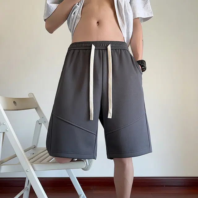 海尔斯 美式高街五分时尚潮牌百搭帅气松紧腰拼接沙滩裤宽松休闲短裤 男款