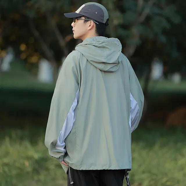 海尔斯 拉链连帽百搭休闲薄款 防紫外线防晒服 男款