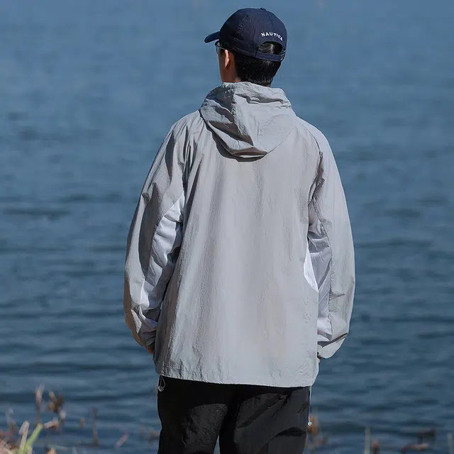 海尔斯 拉链连帽百搭休闲薄款 防紫外线防晒服 男款