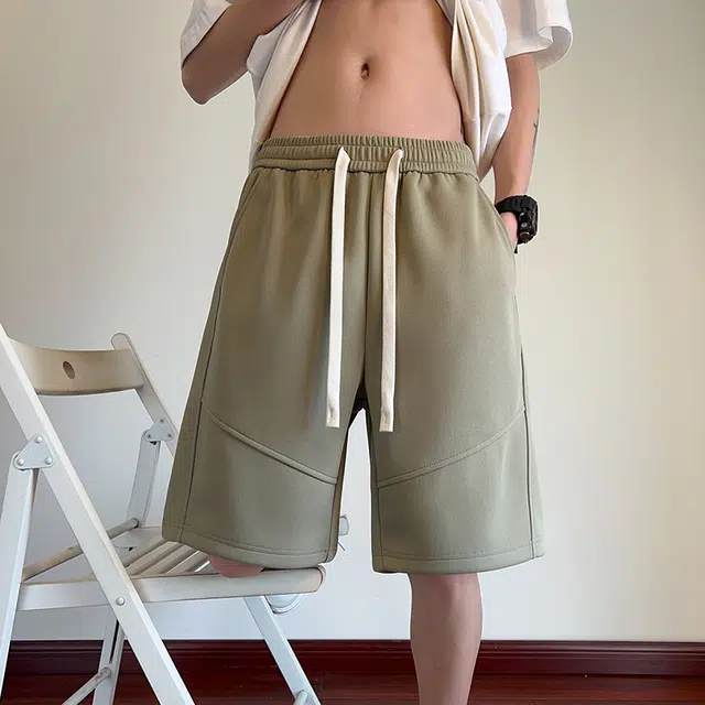 海尔斯 美式高街五分时尚潮牌百搭帅气松紧腰拼接沙滩裤宽松休闲短裤 男款