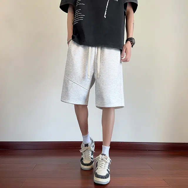 海尔斯 美式高街五分时尚潮牌百搭帅气松紧腰拼接沙滩裤宽松休闲短裤 男款