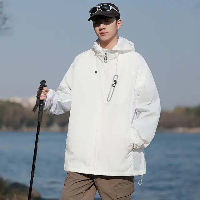 海尔斯 拉链连帽百搭休闲薄款 防紫外线防晒服 男款