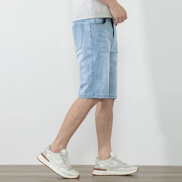 海尔斯 夏季薄款弹力修身直筒牛仔短裤 男款
