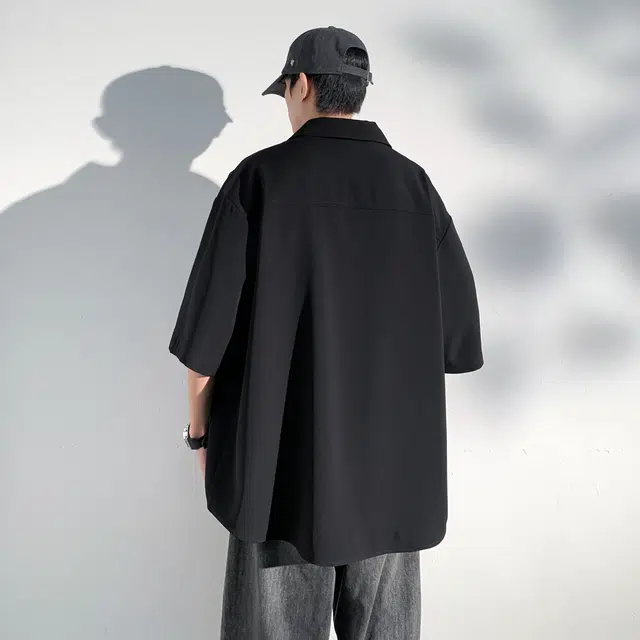 海尔斯 古风中国结盘扣清凉薄款竹子立体宽松短袖衬衫 男款
