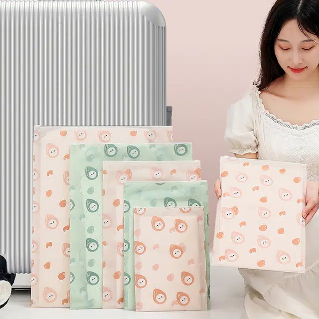 静玲珑 收纳袋分装袋行李箱整理袋防水旅行衣服内衣内裤衣物幼儿园待产包 加大号拉链款